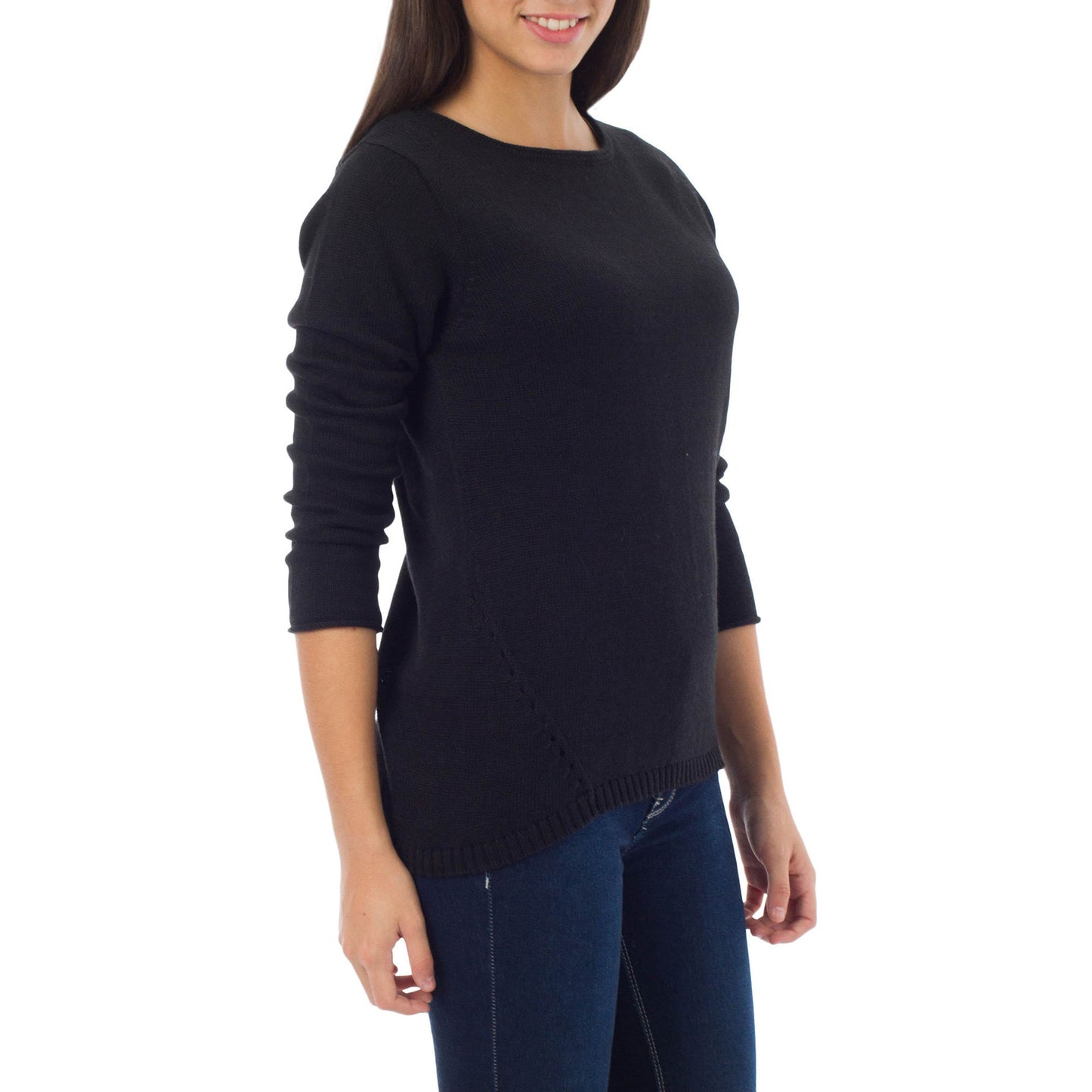 Puno Black Cotton & Alpaca Sweater