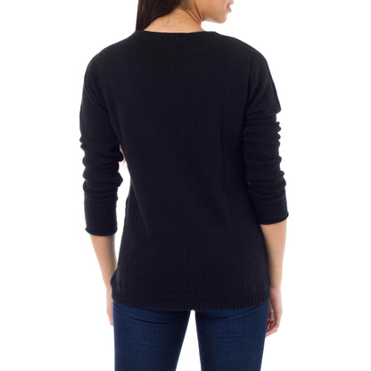 Puno Black Cotton & Alpaca Sweater