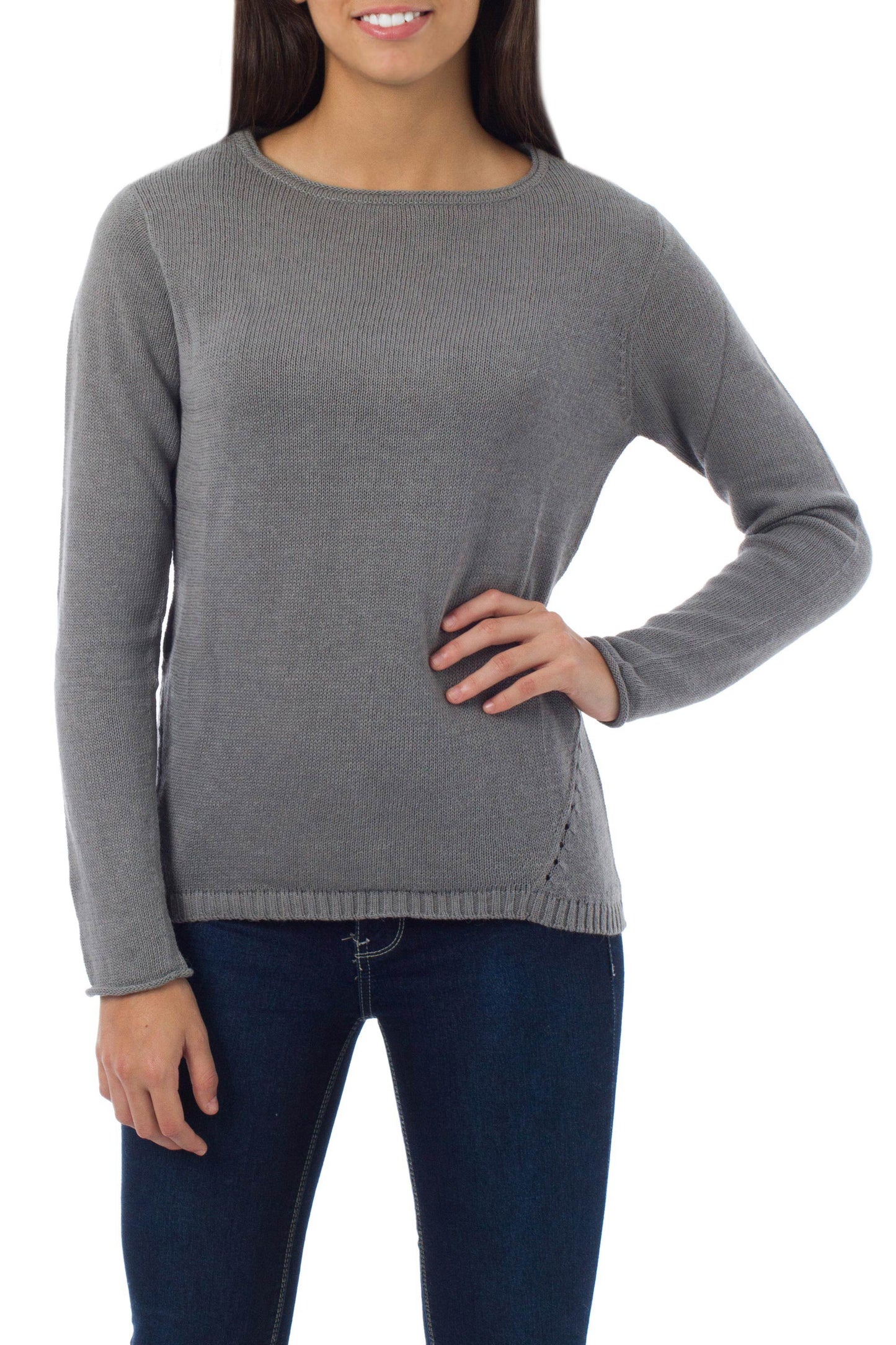 Puno Gray Cotton and alpaca sweater