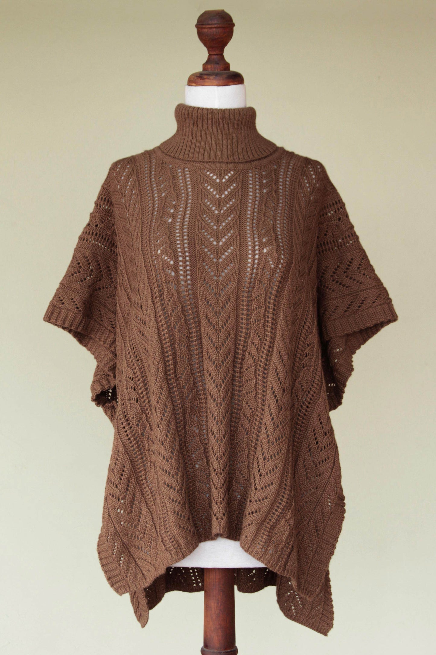 Tan Dreams Alpaca Blend Poncho from Peru