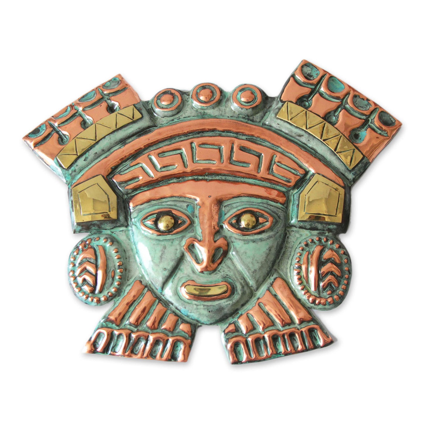 Moche Nobleman Hand Crafted Bronze and Copper Wall Decor Mask