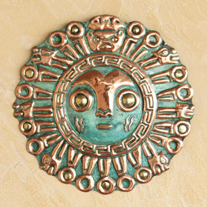 Coricancha Sun Hand Made Archaeological Bronze and Copper Mask