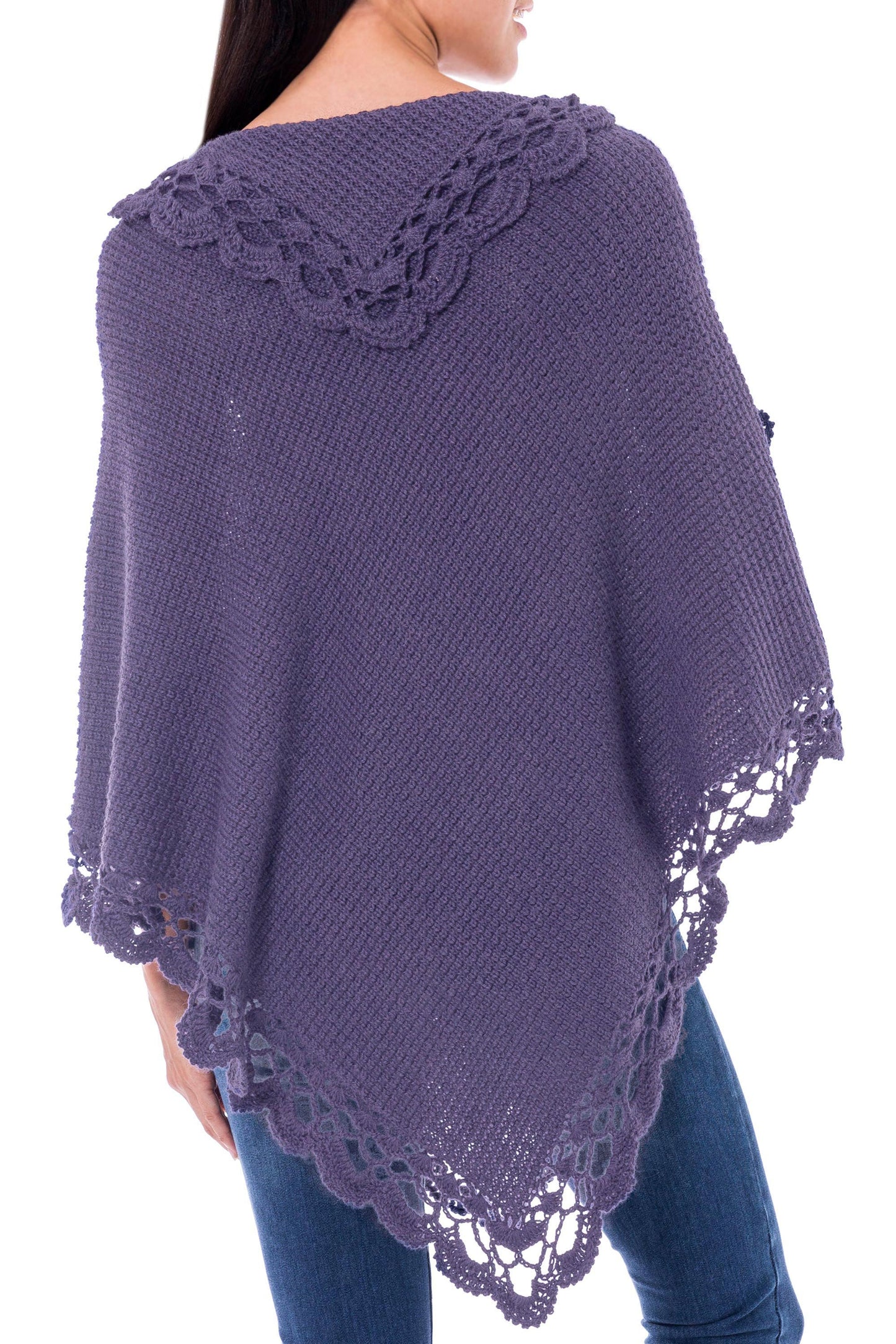 Arequipa Purple Alpaca Wool Blend Poncho from Peru