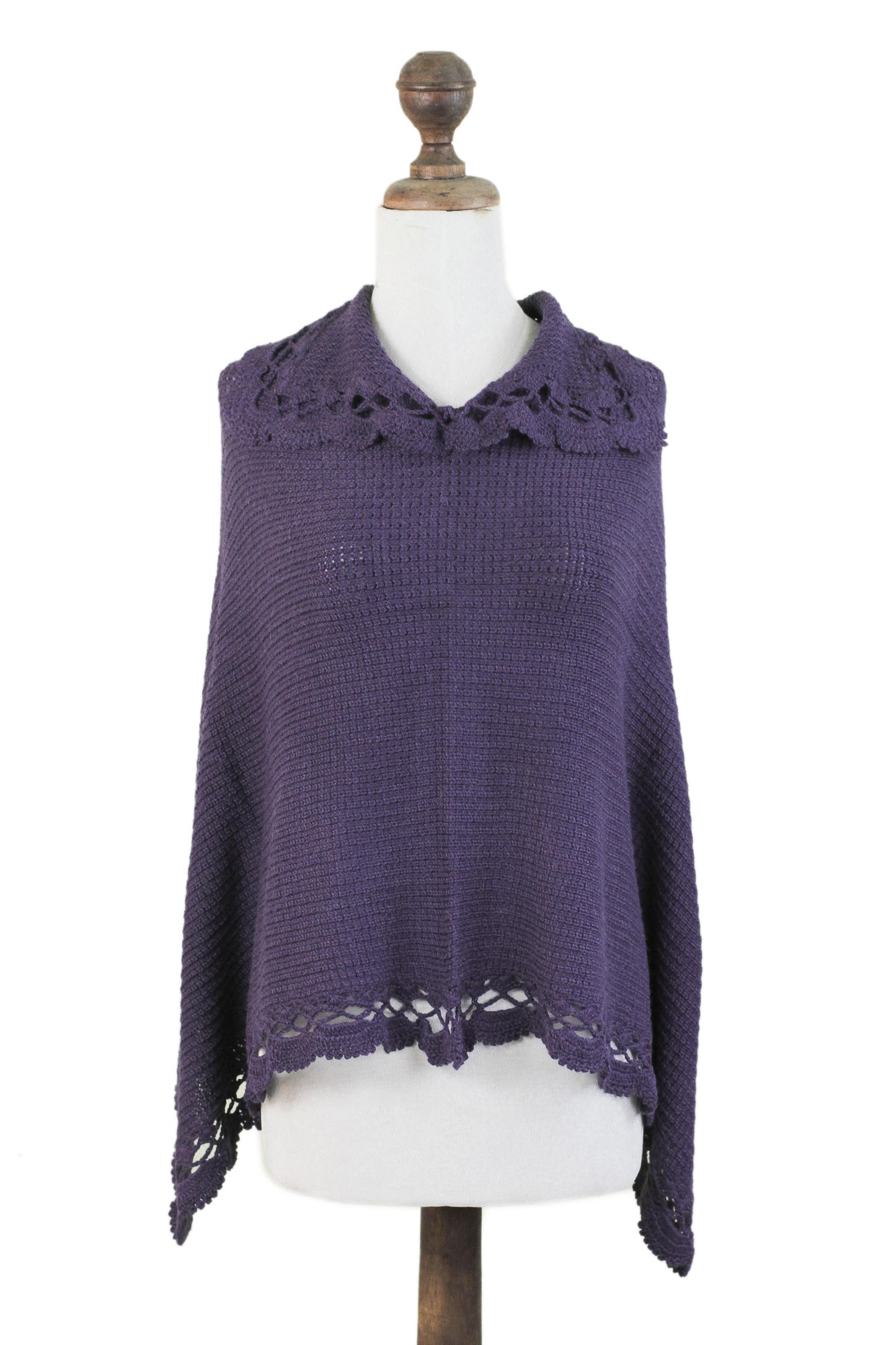 Arequipa Purple Alpaca Wool Blend Poncho from Peru