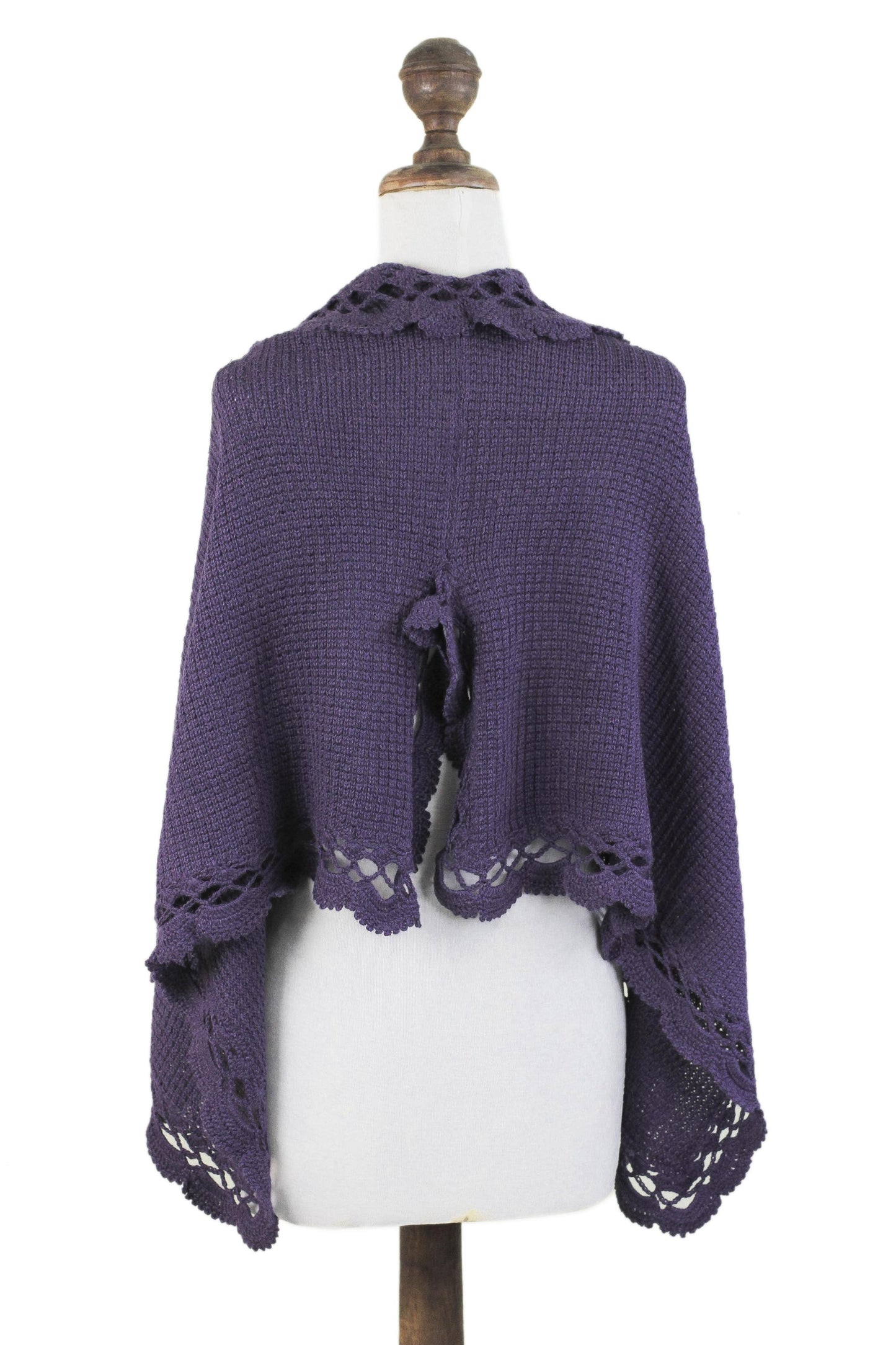 Arequipa Purple Alpaca Wool Blend Poncho from Peru