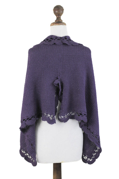 Arequipa Purple Alpaca Wool Blend Poncho from Peru