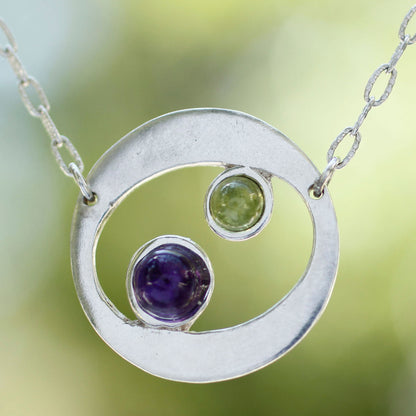 Drifters Amethyst and peridot pendant necklace