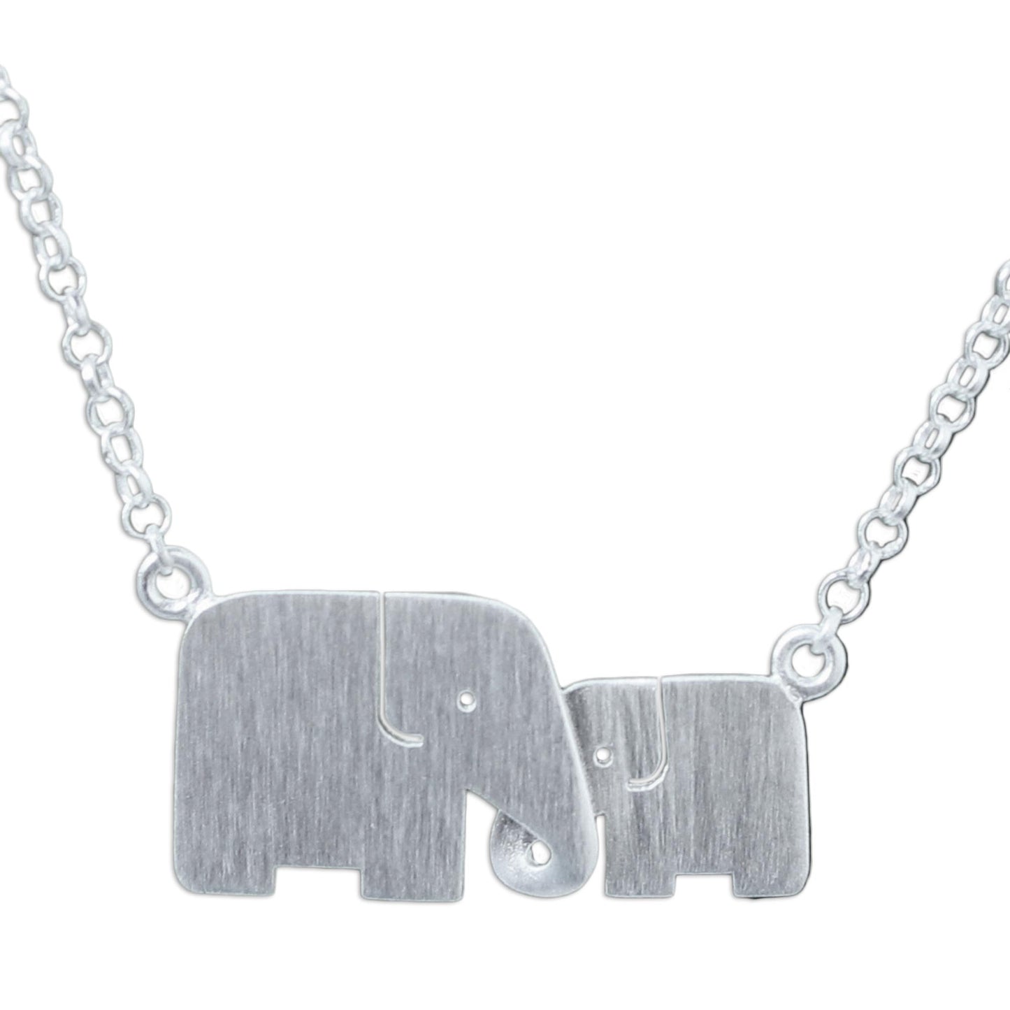 Family Love Silver Elephant Necklace