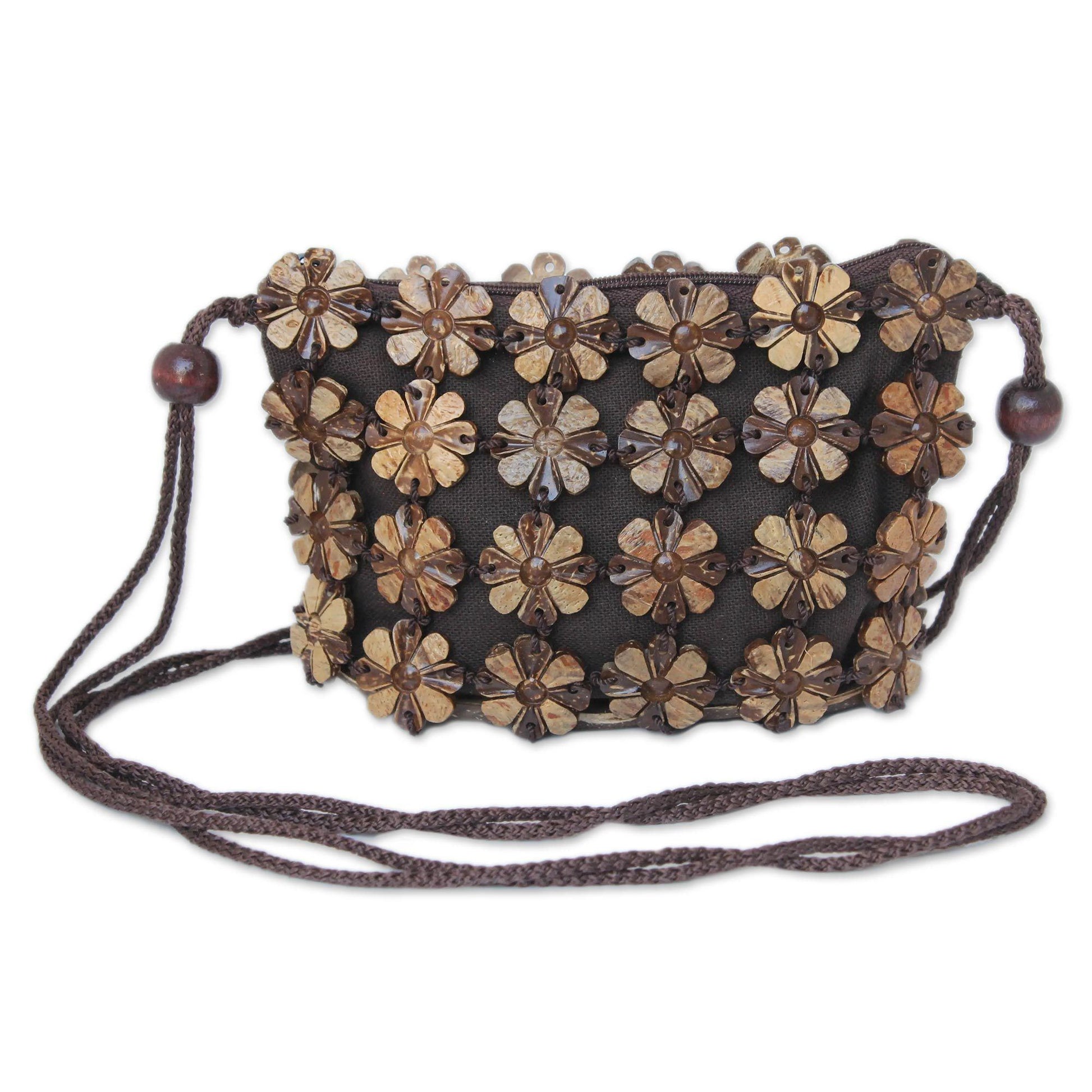 NOVICA - Petite Coconut Shell Shoulder Bag