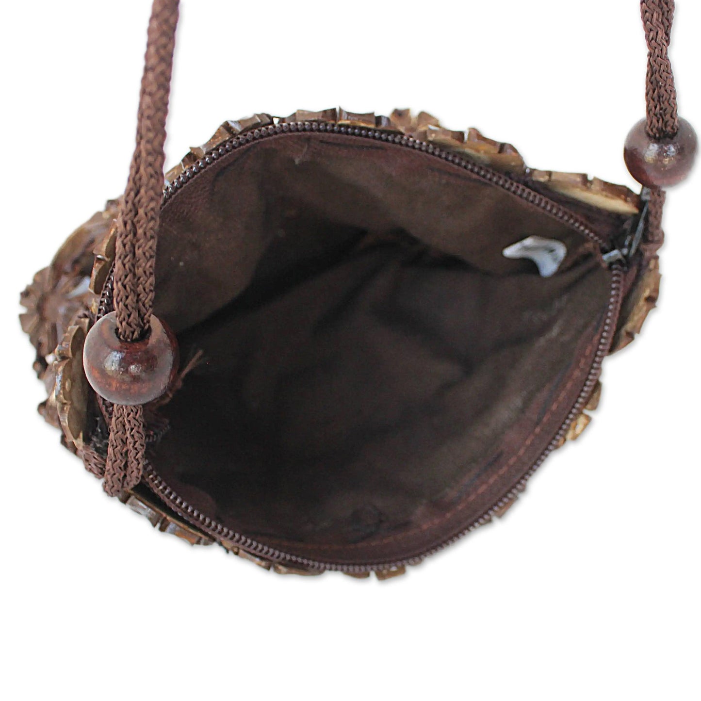 Petite Brown Daisies Unique Floral Coconut Shell Shoulder Bag