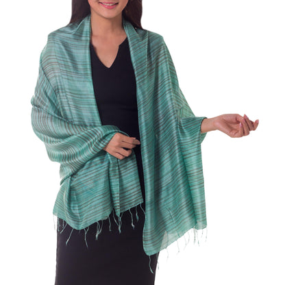 Mint Melody Fair Trade Silk Shawl