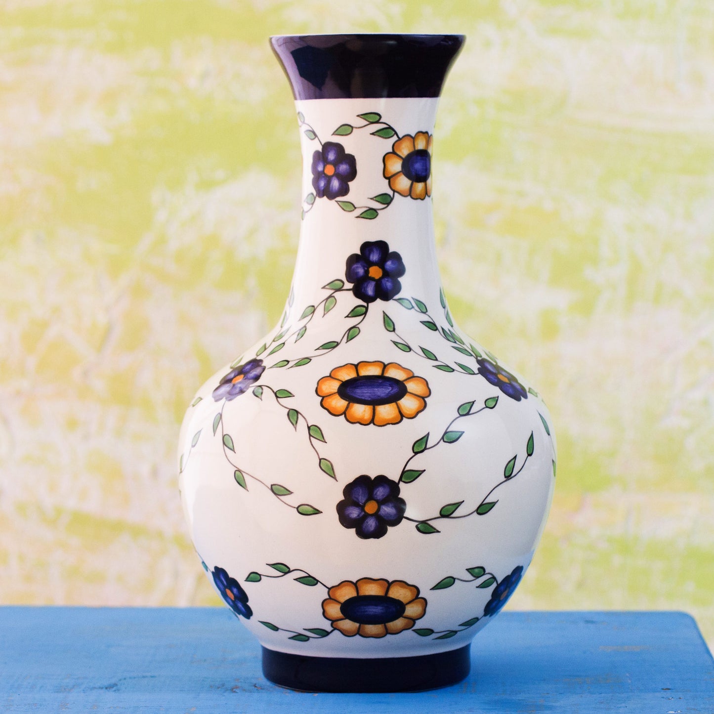 Margarita Daisy Grace Guatemalan Handcrafted Floral Ceramic Vase