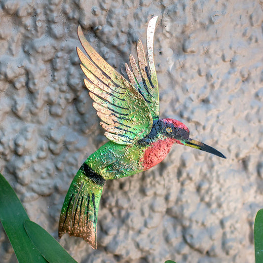 Little Emerald Hummingbird Bird Artisan Handcrafted Iron Wall Sculpture Mexico