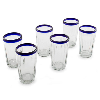 Cobalt Groove Handmade Glass Recycled Juice Drinkware (Set of 6)