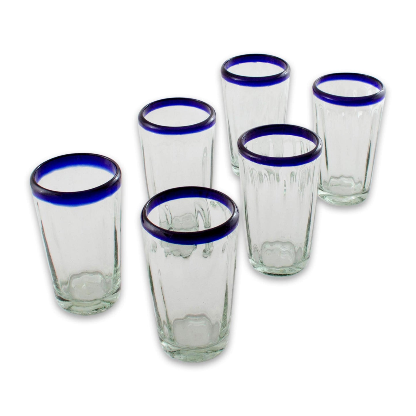 Cobalt Groove Handmade Glass Recycled Juice Drinkware (Set of 6)