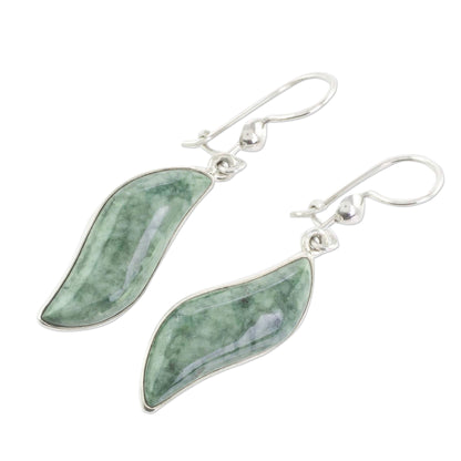 Floating in the Breeze Jade Silver Dangle Earrings