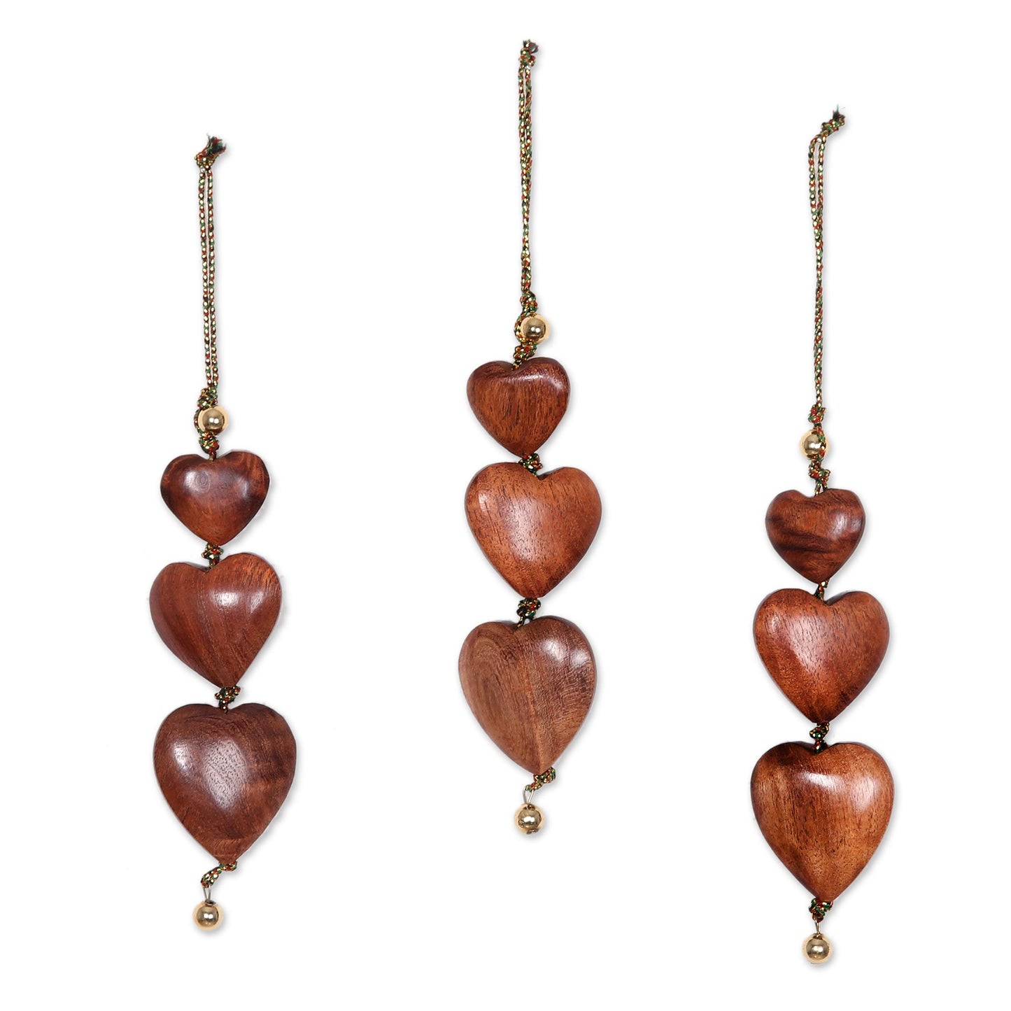 Joyous Hearts Wood ornaments (Set of 3)