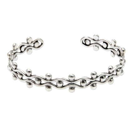 Floral Buds Sterling Silver Cuff Bracelet from Indonesia