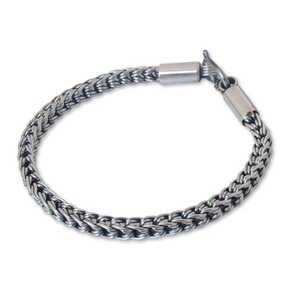 Intricate Textures Sterling Silver Braided Bracelet