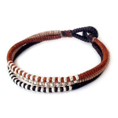 Cool Thai Autumn Silver Accent Braided Bracelet