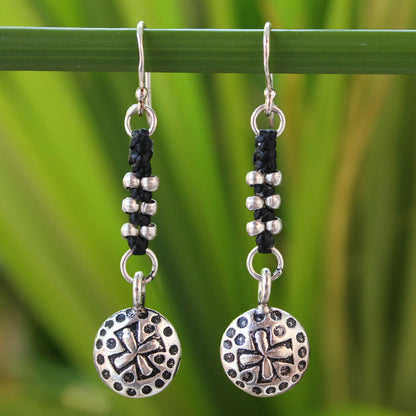 Hill Tribe Cross Silver dangle earrings