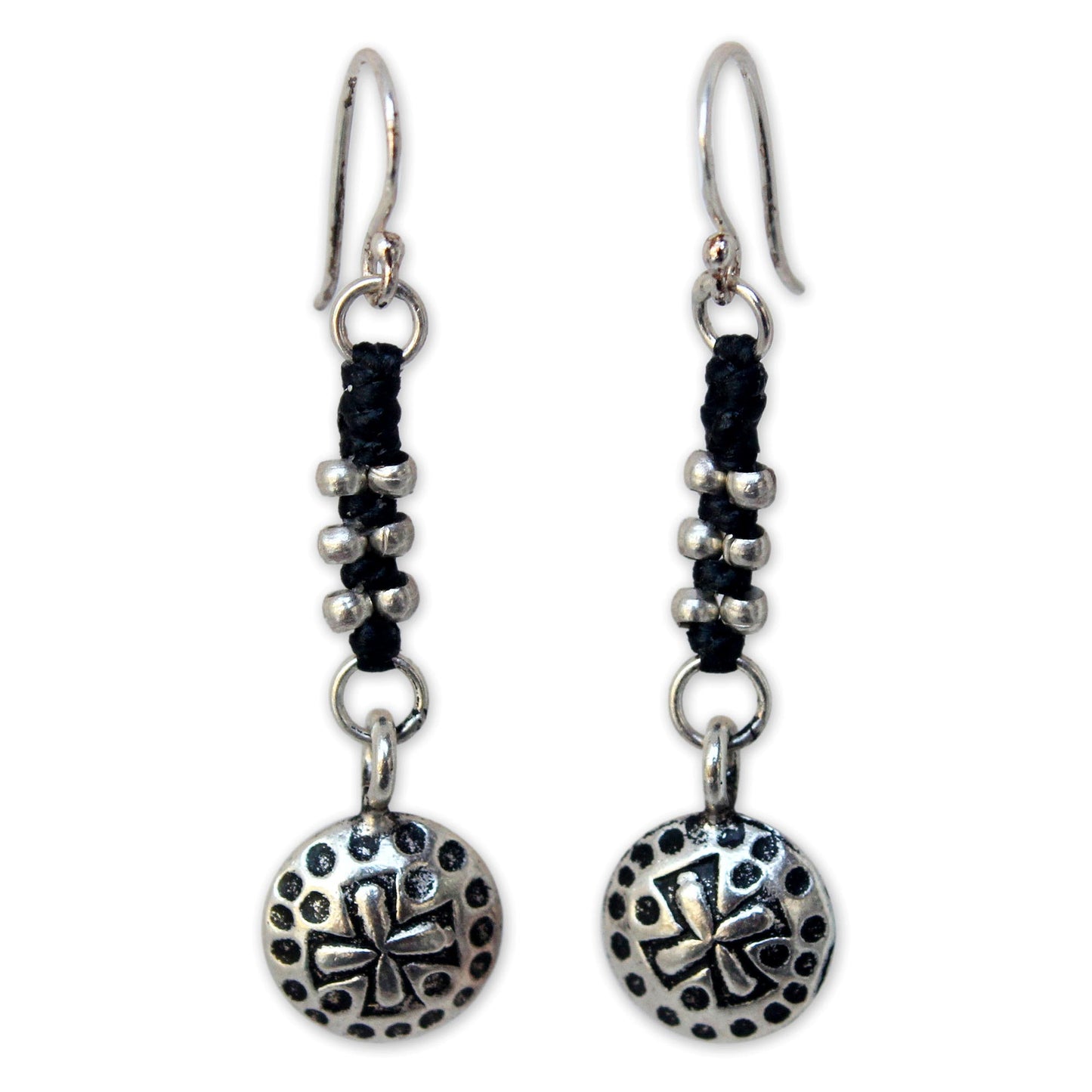 Hill Tribe Cross Silver dangle earrings