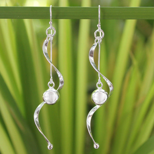 NOVICA - Handcrafted Sterling Silver Pendulum Earrings