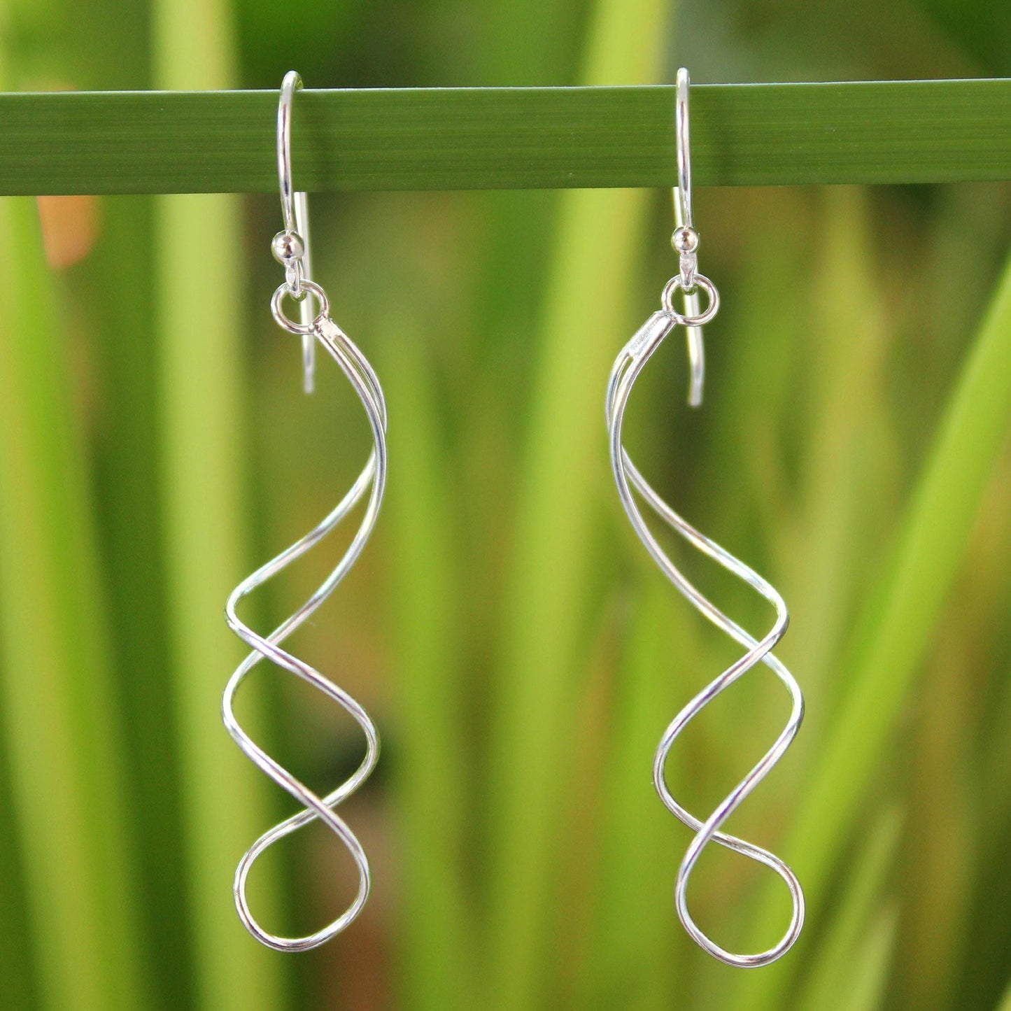 Gentle Swirl Sterling Silver Dangle Earrings