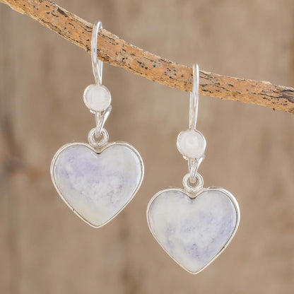 Lilac Jade Heart Drop Earrings