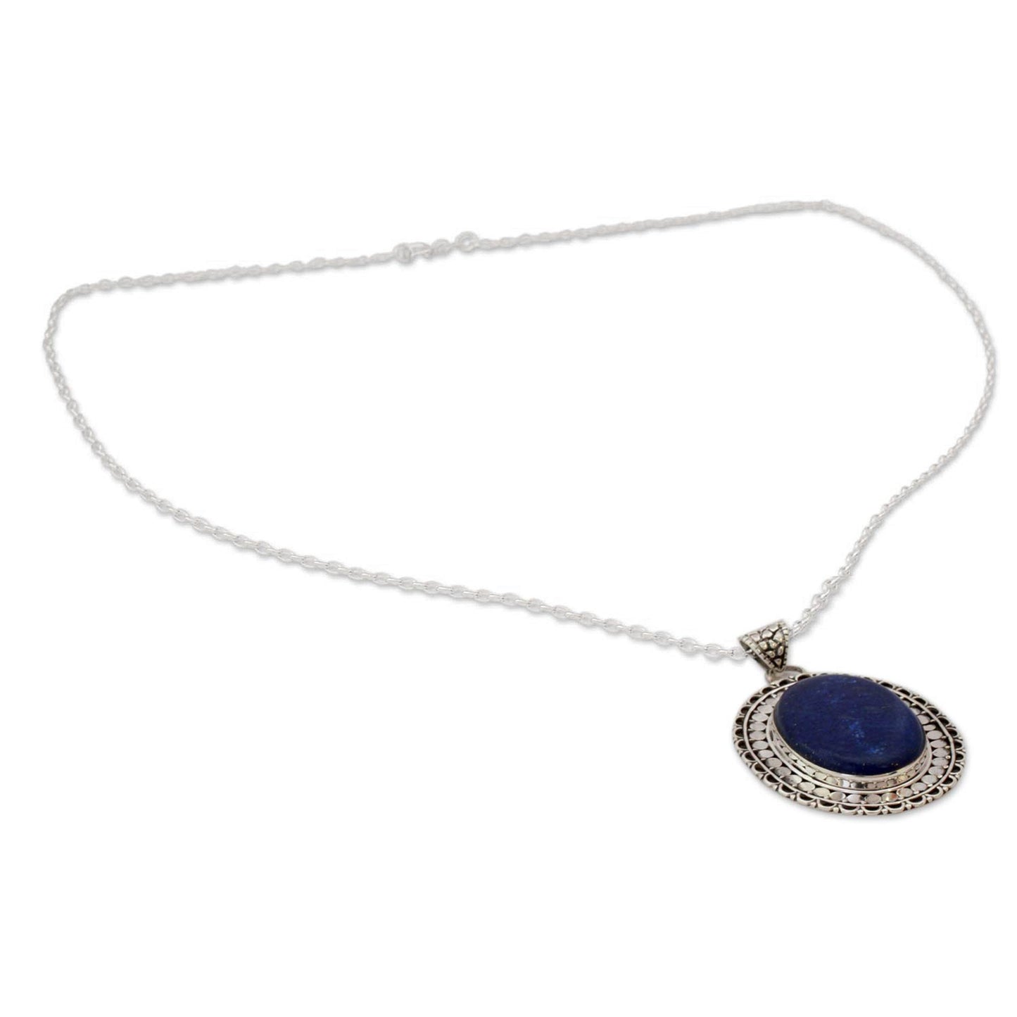 Royal Indian Blue Lapis Lazuli Necklace Sterling Silver Jewelry from India