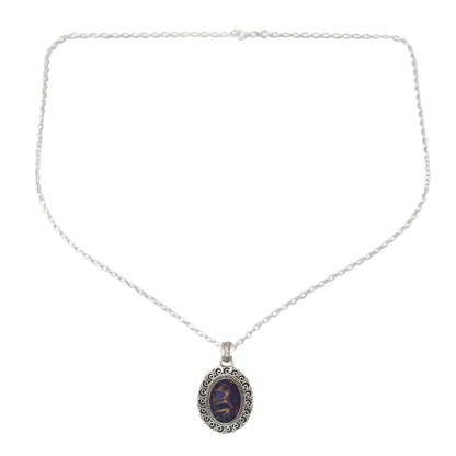 Violet Blossom Sterling silver pendant necklace