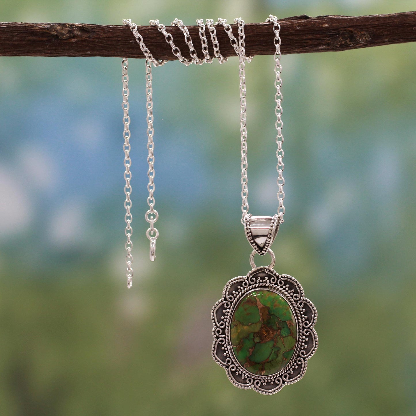 Verdant Flower Sterling Silver Necklace