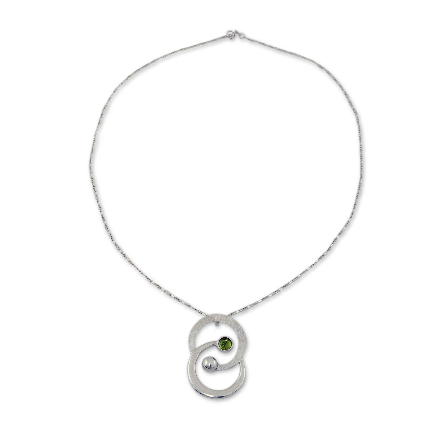 Gemini the Twins Zodiac Sterling Silver Peridot Necklace