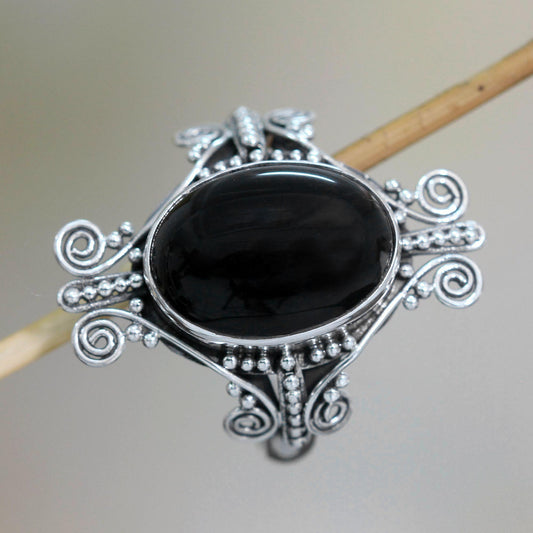 Dreams of Bali Sterling Silver and Onyx Ring