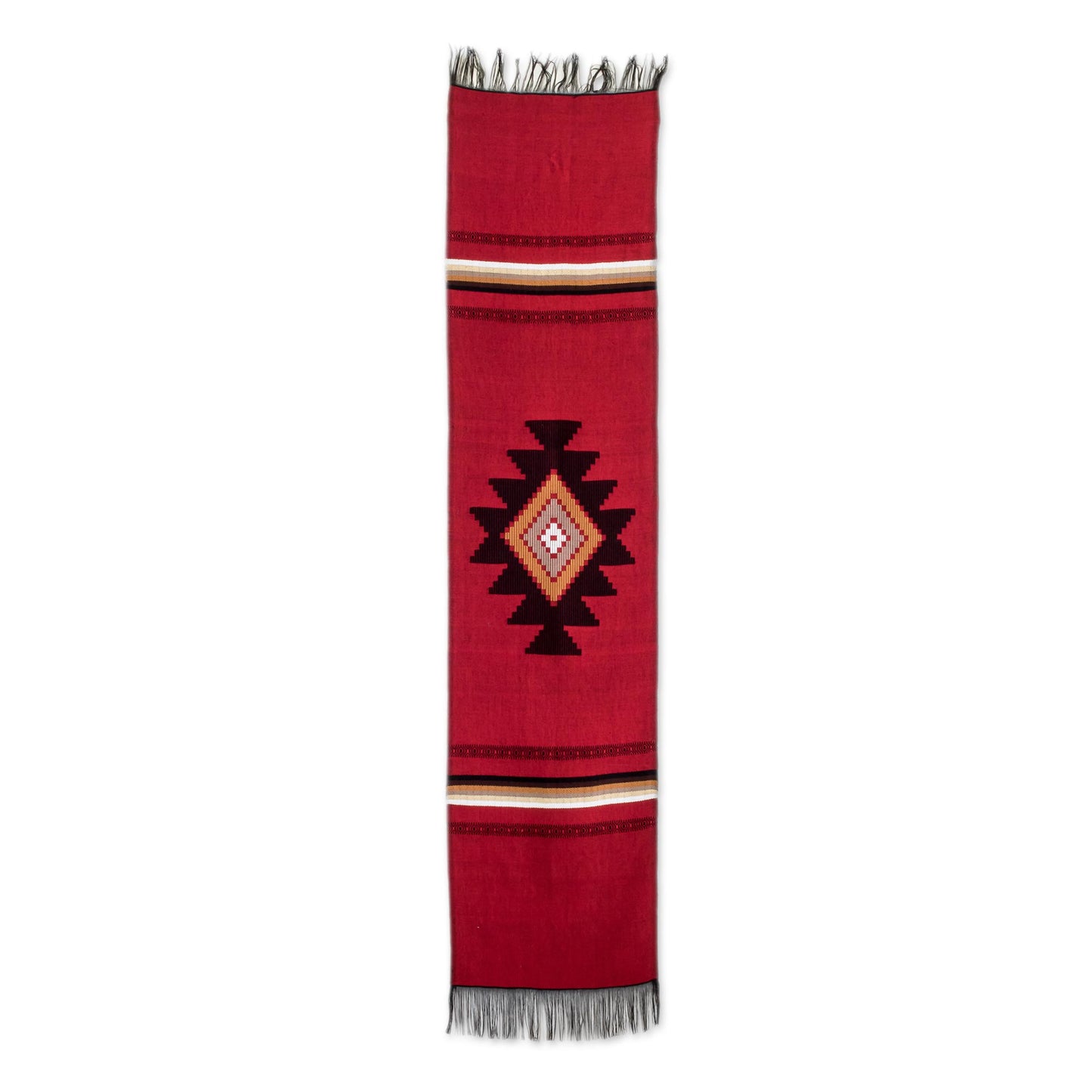 Red Totonicapan Sun Hand Woven Cotton Table Runner