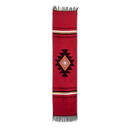 Red Totonicapan Sun Hand Woven Cotton Table Runner