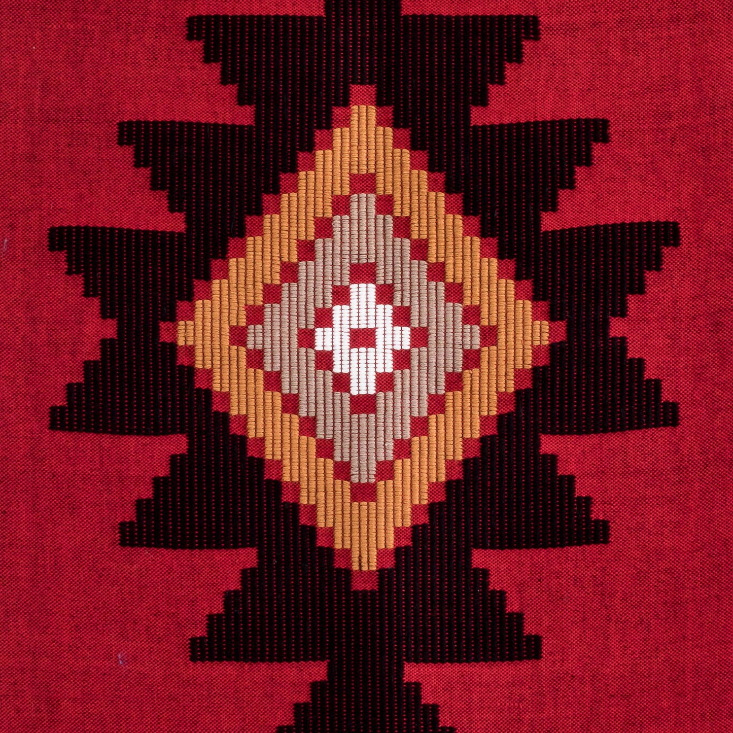 Red Totonicapan Sun Hand Woven Cotton Table Runner