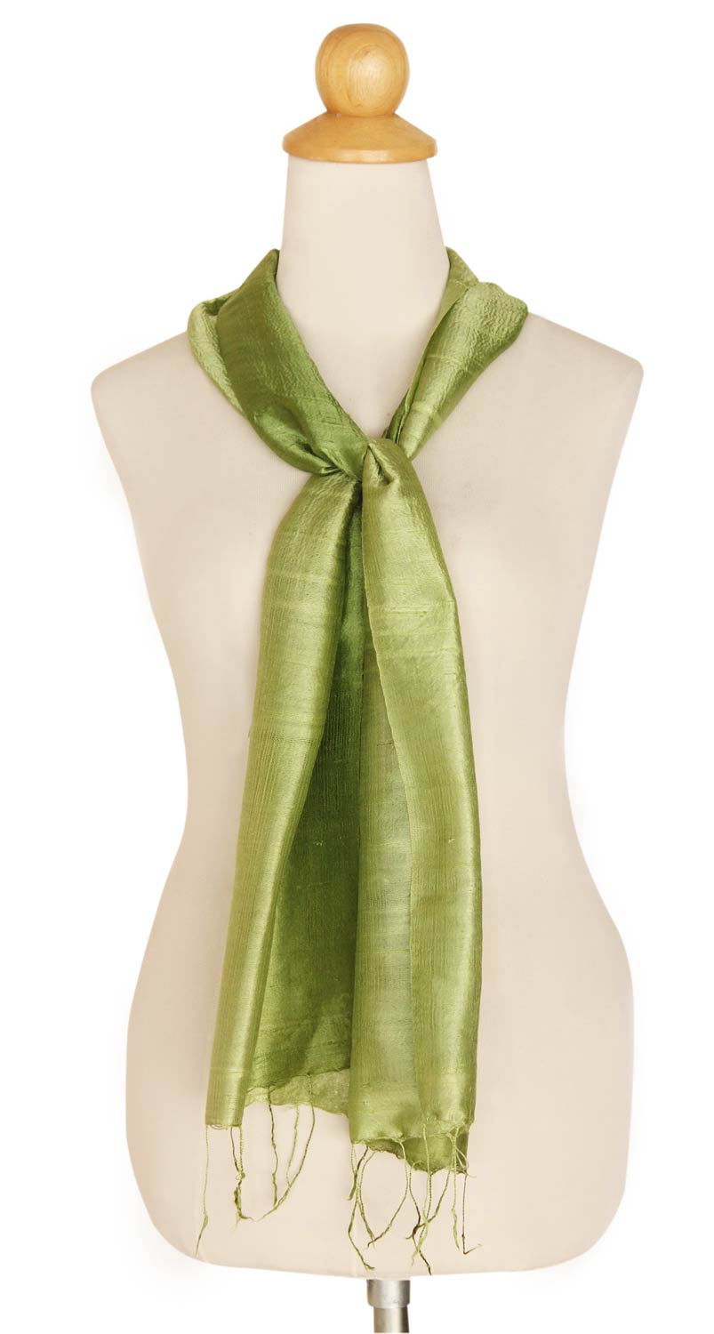 Jade Duality Green Silk Batik Scarf