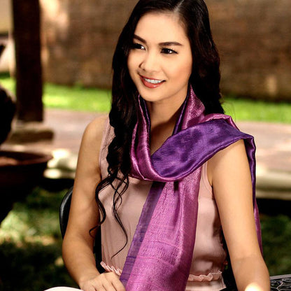 Violet Duality Purple Silk Batik Scarf