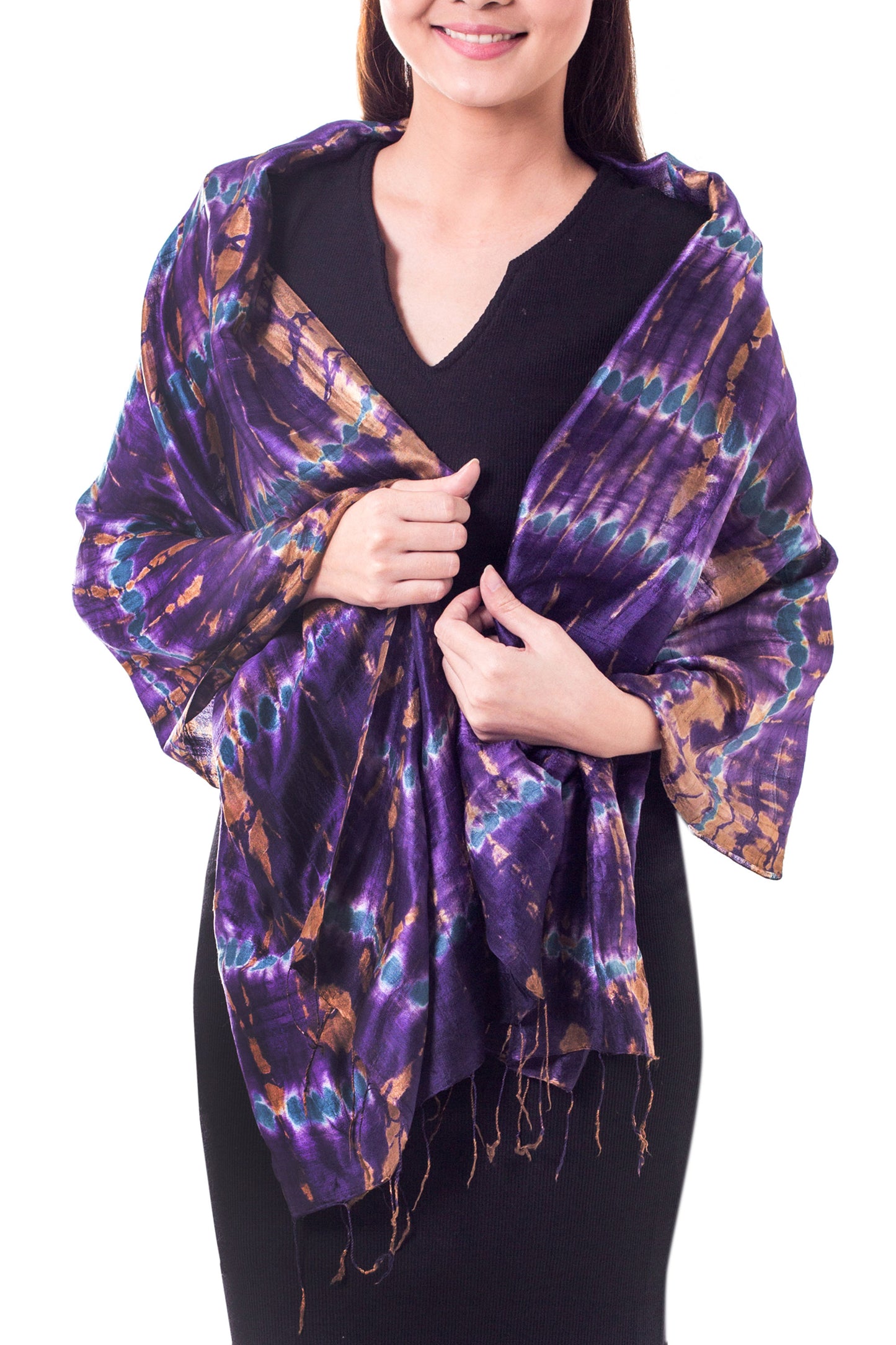 Orchid Mystique Fair Trade Tie-Dye Silk Shawl