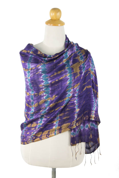 Orchid Mystique Fair Trade Tie-Dye Silk Shawl