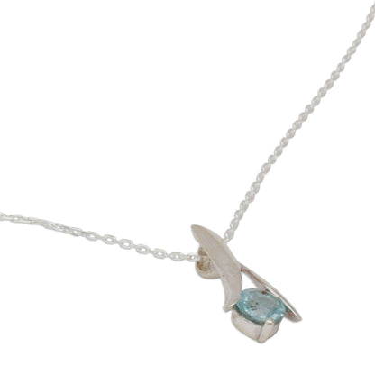 Silver Flare Indian Sterling Silver and Blue Topaz Necklace