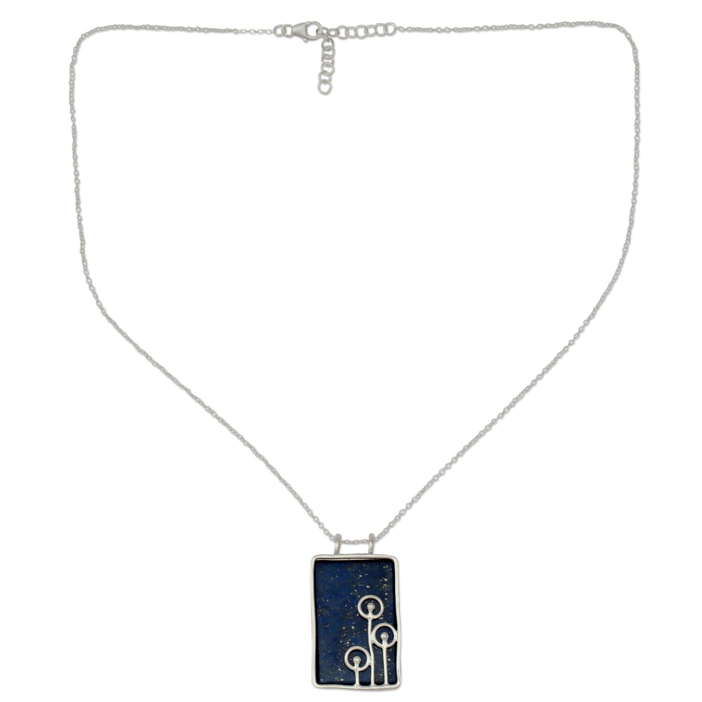 Star Shower Modern Sterling Silver and Lapis Lazuli Necklace