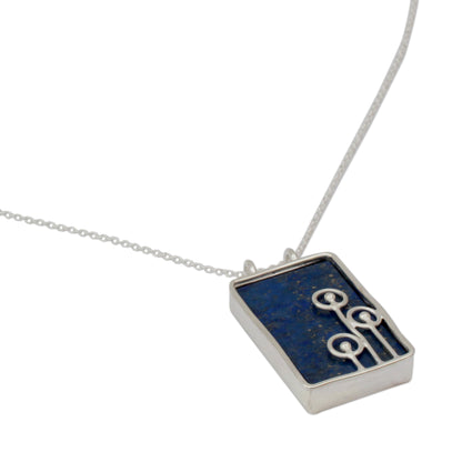 Star Shower Modern Sterling Silver and Lapis Lazuli Necklace