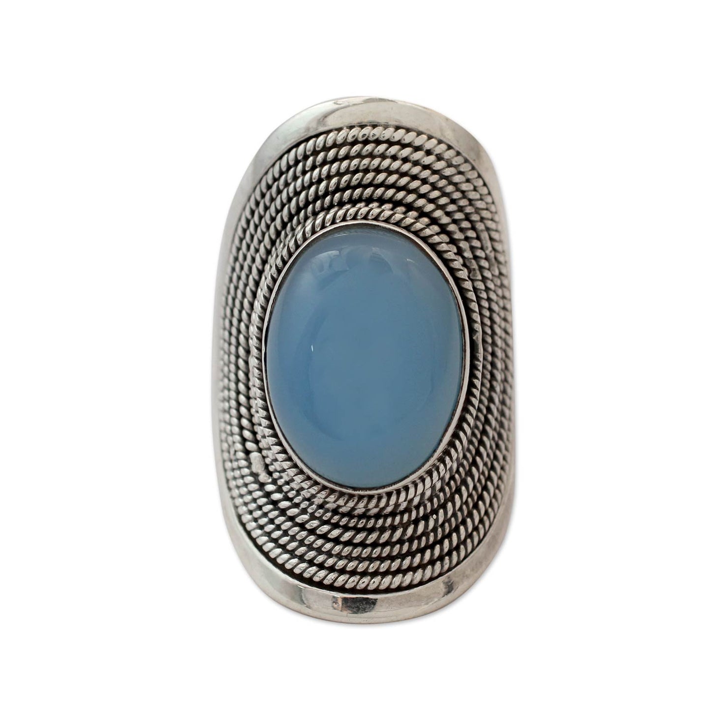 Jaipur Skies Sterling Silver Jewelry Chalcedony Ring from India