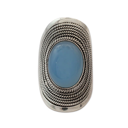 Jaipur Skies Sterling Silver Jewelry Chalcedony Ring from India