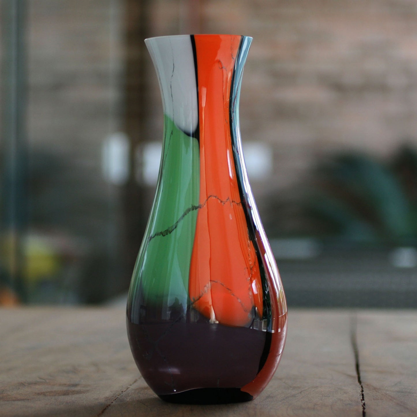 Millennial Colors Brazilian Murano Inspired Glass Vase in Tropical Tones