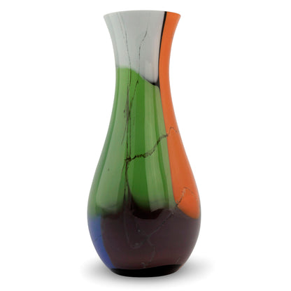 Millennial Colors Brazilian Murano Inspired Glass Vase in Tropical Tones