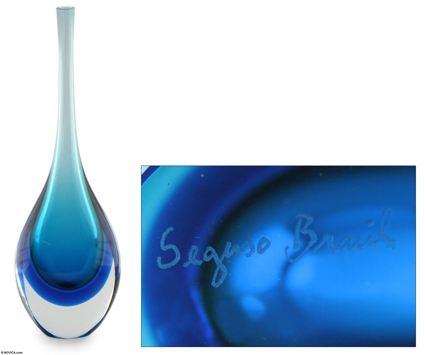 Levitating Sky Blue Art Glass Murano Inspired Vase