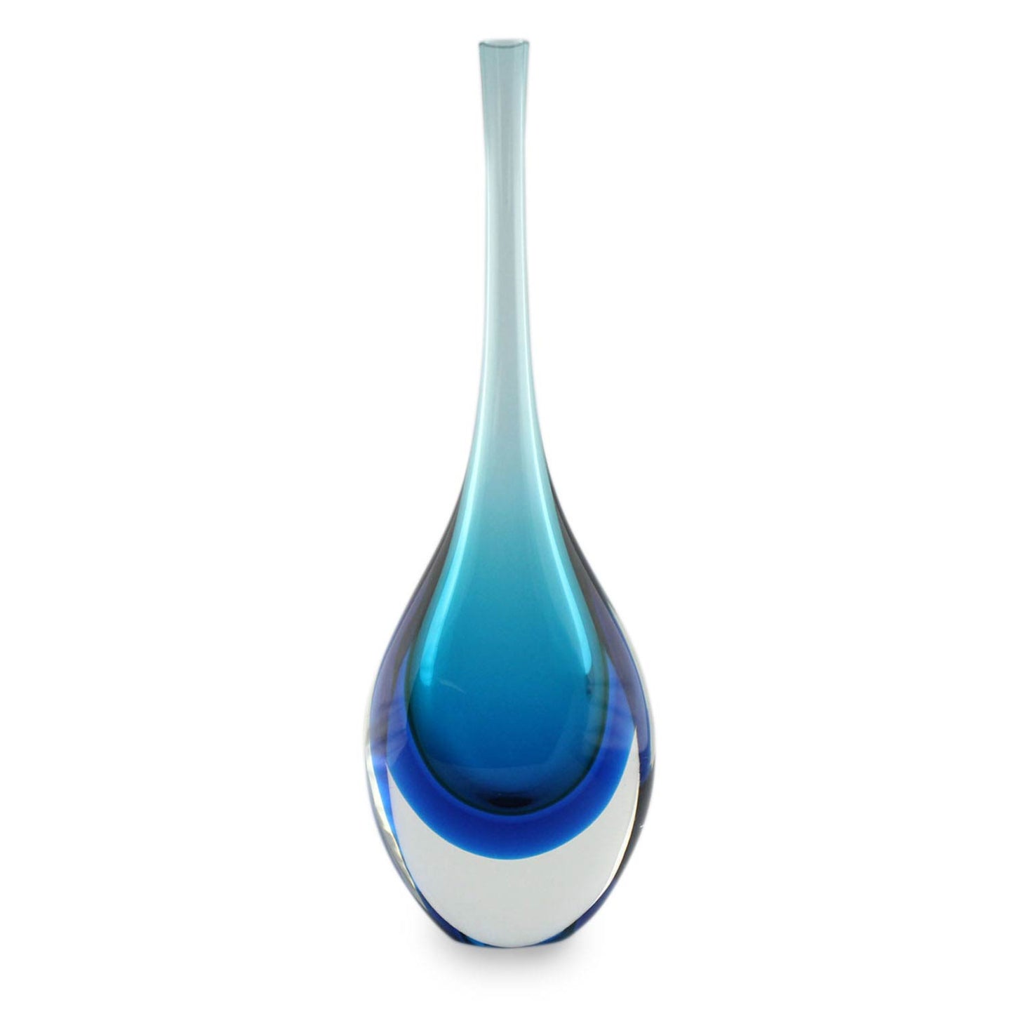 Levitating Sky Blue Art Glass Murano Inspired Vase